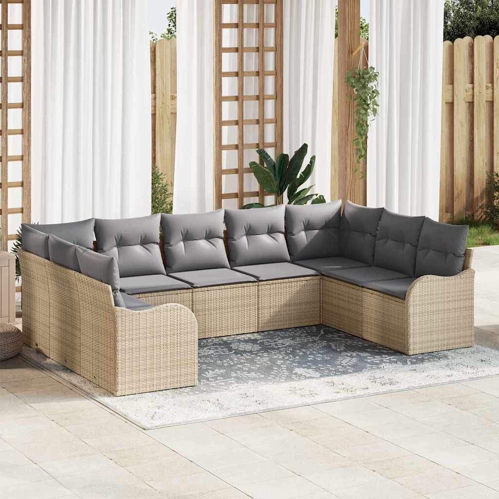 Gartensofa-set Beige Poly-Rattan