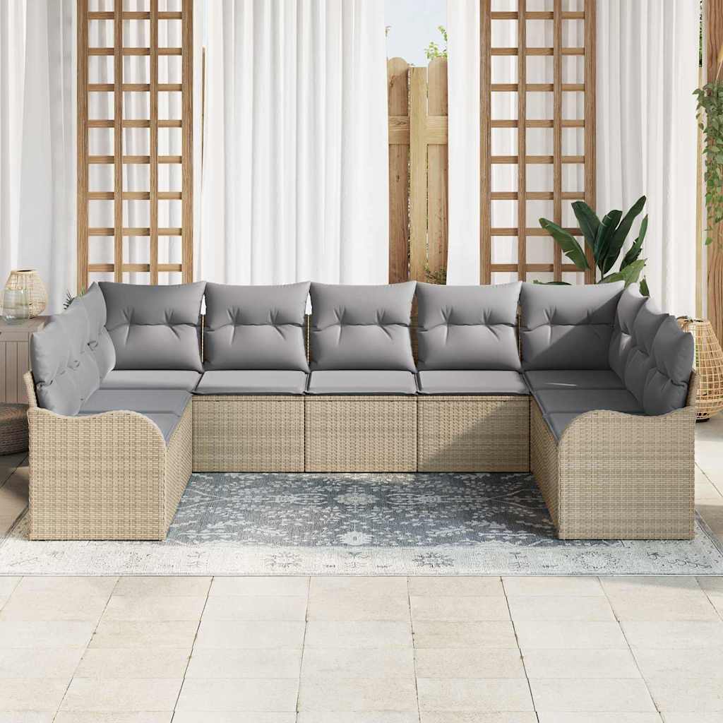 Gartensofa-set Beige Poly-Rattan