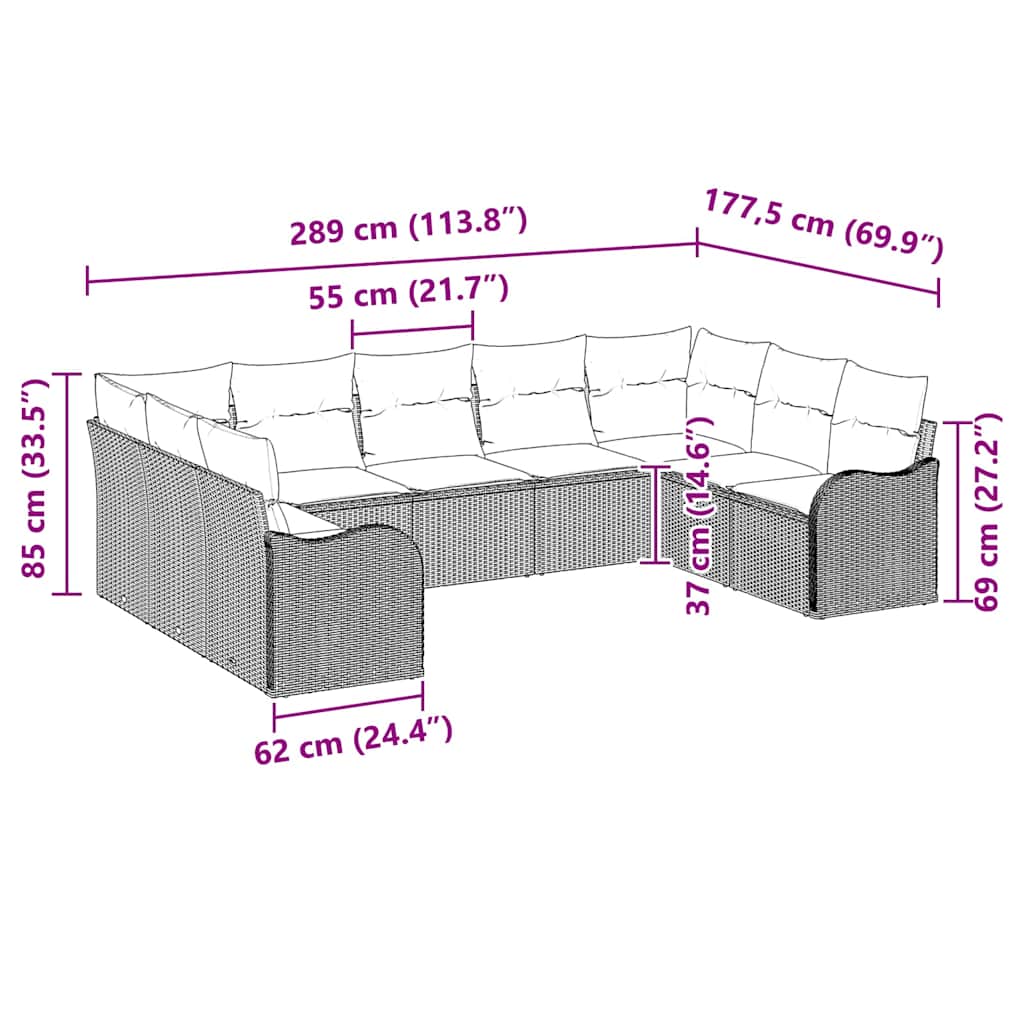 Gartensofa-set Beige Poly-Rattan