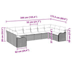Gartensofa-set Schwarz 344 x 177,5 x 85 cm Poly-Rattan