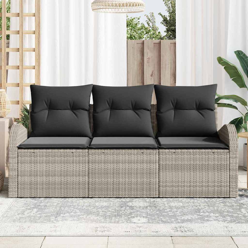 Gartensofa-set Hellgrau Poly-Rattan