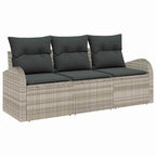Gartensofa-set Hellgrau Poly-Rattan