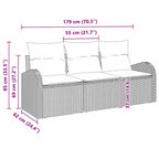 Gartensofa-set Hellgrau Poly-Rattan