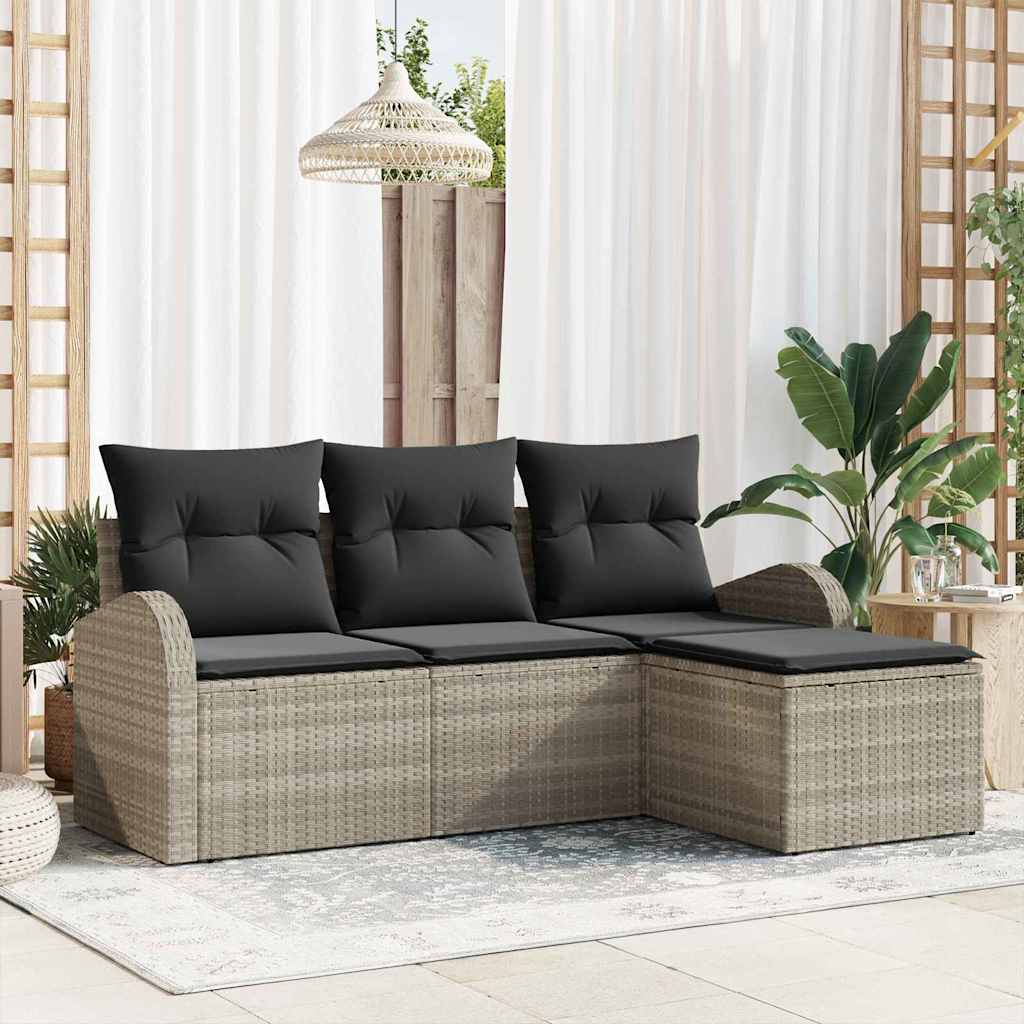Gartensofa-set Hellgrau Poly-Rattan