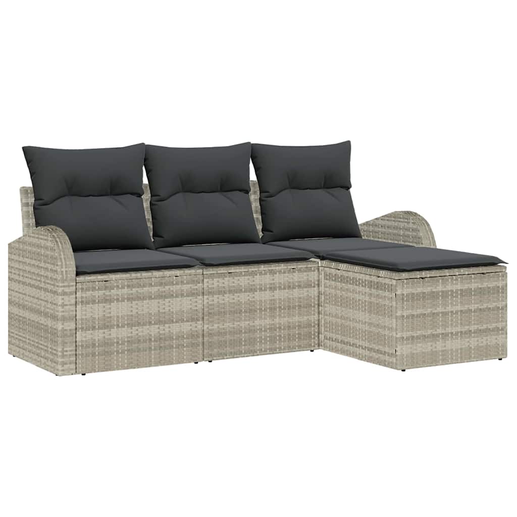 Gartensofa-set Hellgrau Poly-Rattan