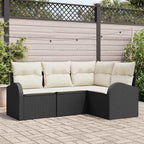 Gartensofa-set 4 pcs Schwarz Poly-Rattan
