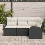 Gartensofa-set 4 pcs Schwarz Poly-Rattan