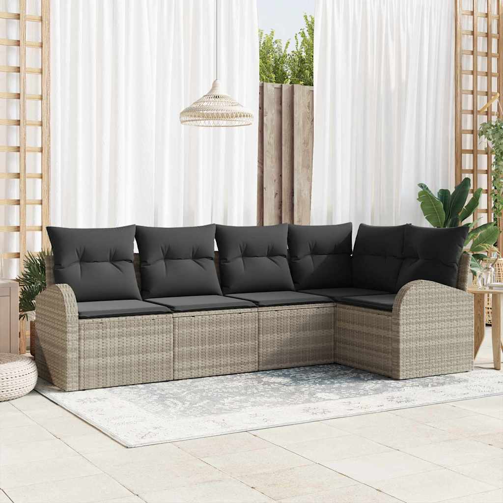 Sofa Set mit Kissen Hellgrau Polyester