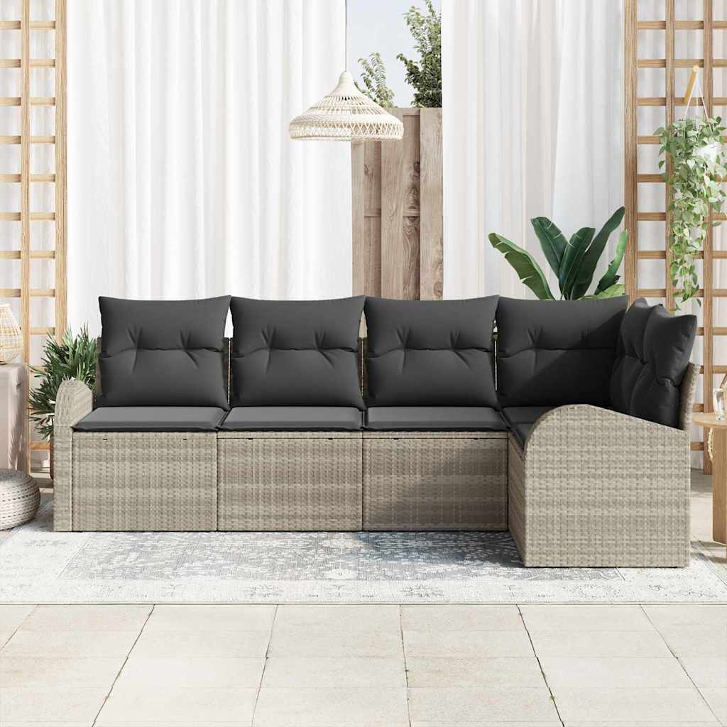 Sofa Set mit Kissen Hellgrau Polyester