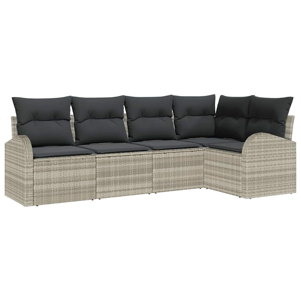 Sofa Set mit Kissen Hellgrau Polyester