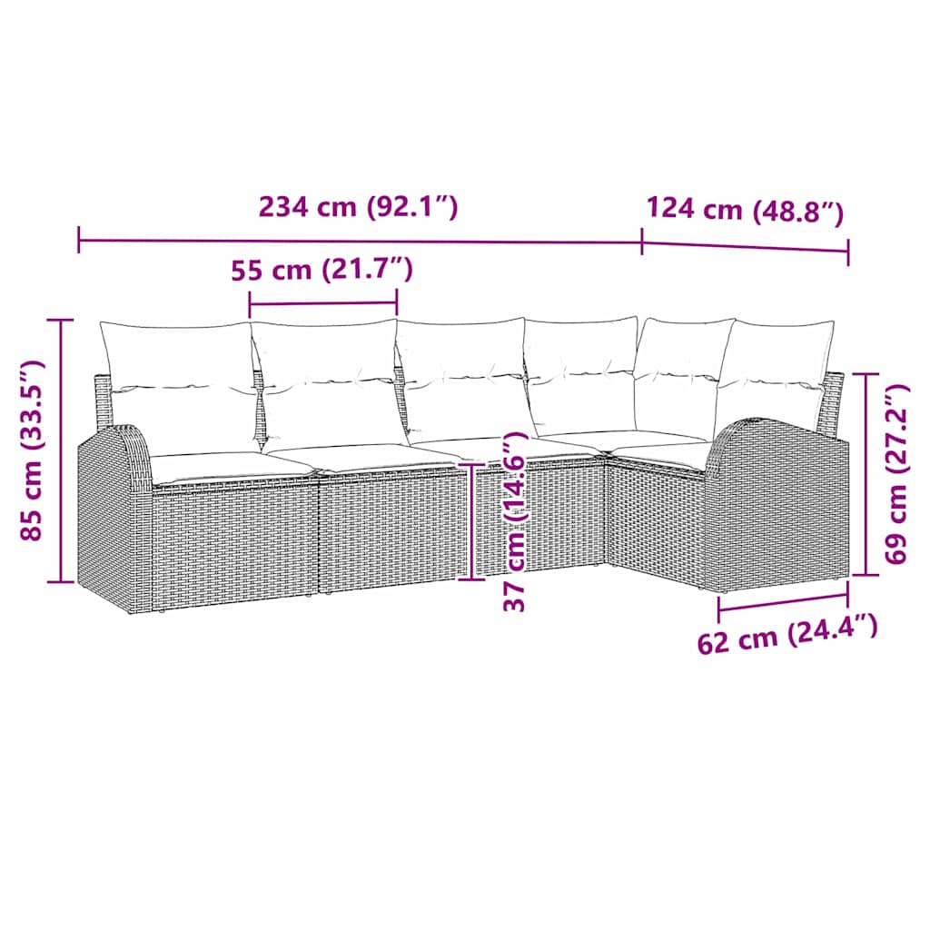 Sofa Set mit Kissen Hellgrau Polyester
