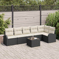 Gartensofa-set 7 pcs Schwarz Poly-Rattan