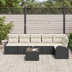 Gartensofa-set 7 pcs Schwarz Poly-Rattan