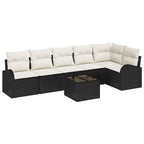 Gartensofa-set 7 pcs Schwarz Poly-Rattan