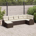 Garten-Sofa-Set mit Kissen 7 pcs Braun Poly Rattan