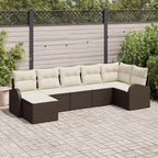 Garten-Sofa-Set mit Kissen 7 pcs Braun Poly Rattan