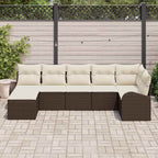 Garten-Sofa-Set mit Kissen 7 pcs Braun Poly Rattan