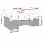 Gartensofa-set mit Kissen 6 pcs Grau Poly Rattan
