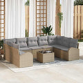 Sofa Set mit Kissen 10 pcs Beige Poly Rattan