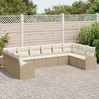 Sofa Set mit Kissen 10 pcs Beige Polyrattan