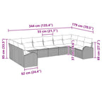 Sofa Set mit Kissen 10 pcs Beige Polyrattan