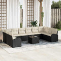 Sofa Set mit Kissen 11 pcs Schwarz Polyrattan