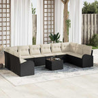 Sofa Set mit Kissen 11 pcs Schwarz Polyrattan