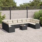 Sofa Set mit Kissen 11 pcs Schwarz Polyrattan