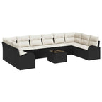 Sofa Set mit Kissen 11 pcs Schwarz Polyrattan
