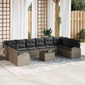 Sofa Set mit Kissen 11 pcs Grau Polyrattan