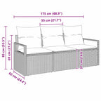 Sofa Set mit Kissen 3 pcs Grau Poly Rattan