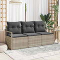 Sofa Set 3 pcs Hellgrau Poly-Rattan
