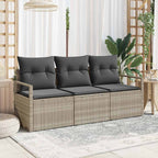 Sofa Set 3 pcs Hellgrau Poly-Rattan