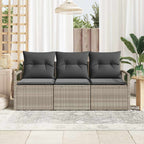 Sofa Set 3 pcs Hellgrau Poly-Rattan