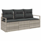 Sofa Set 3 pcs Hellgrau Poly-Rattan
