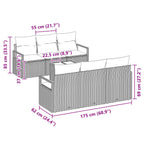 Sofa Set mit Kissen 7 pcs Braun und Rot Poly Rattan