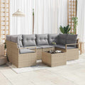 Sofa Set mit Kissen 7 pcs Beige und Grau Poly Rattan
