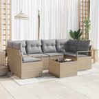 Sofa Set mit Kissen 7 pcs Beige und Grau Poly Rattan