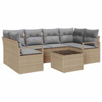 Sofa Set mit Kissen 7 pcs Beige und Grau Poly Rattan