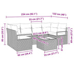 Sofa Set mit Kissen 7 pcs Beige und Grau Poly Rattan