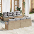 Sofa Set mit Kissen 7 pcs Beige und Grau Poly Rattan