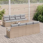 Sofa Set mit Kissen 7 pcs Beige und Grau Poly Rattan
