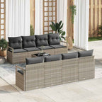 Sofa Set mit Kissen 7 pcs Hellgrau Poly Rattan