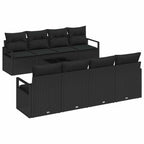 Sofa Set mit Kissen 7 pcs Schwarz Poly Rattan