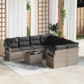 Sofa Set mit Kissen 9 pcs Grau Poly Rattan
