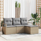 Sofa Set mit Kissen 4 pcs Beige Poly Rattan