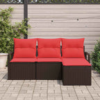 Sofa Set 4 pcs Braun Poly-Rattan