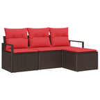 Sofa Set 4 pcs Braun Poly-Rattan