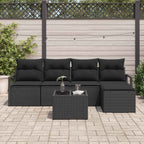 Sofa Set mit Kissen 6 pcs Schwarz Poly Rattan