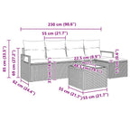Sofa Set mit Kissen 6 pcs Schwarz Poly Rattan